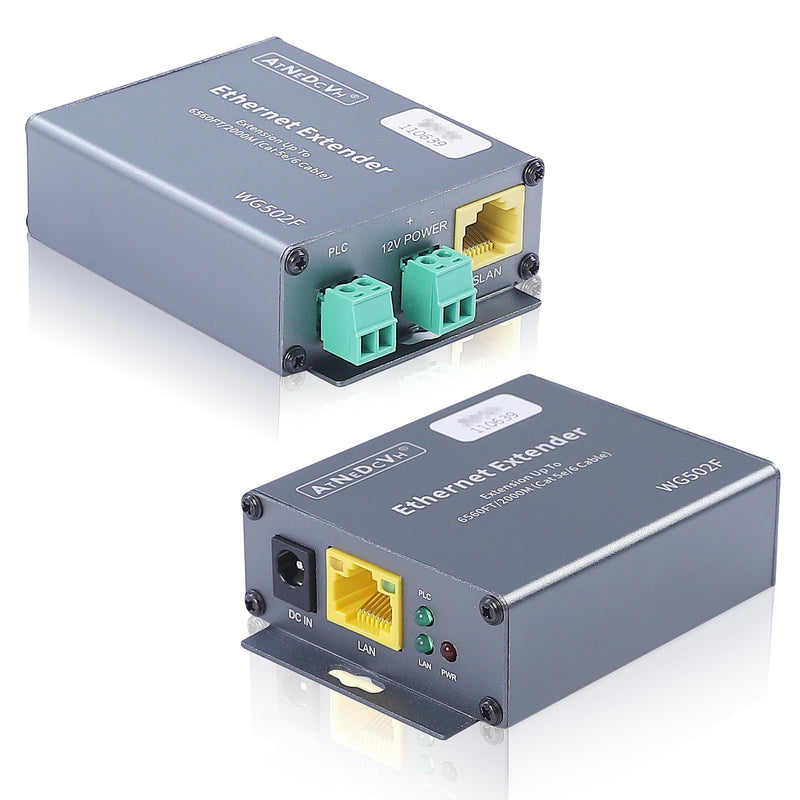 Ethernet Range Extender Repeater Kit, Ethernet LAN Range Extension Distance 6560FT 2000m Over Cat5e/6/6e RJ45 Network Cable - 3280FT 1000m Over Twisted Pair Cable UTP IP Extender Adapter WG502F