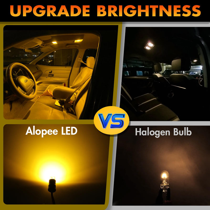 Alopee 30 Pack 194 Led Bulb Amber Acrylic T10 Amber Led Bulb DC 12V Car Interior Lights for 194 168 T10 2825 W5W Gauge Cluster Marker Dome Light