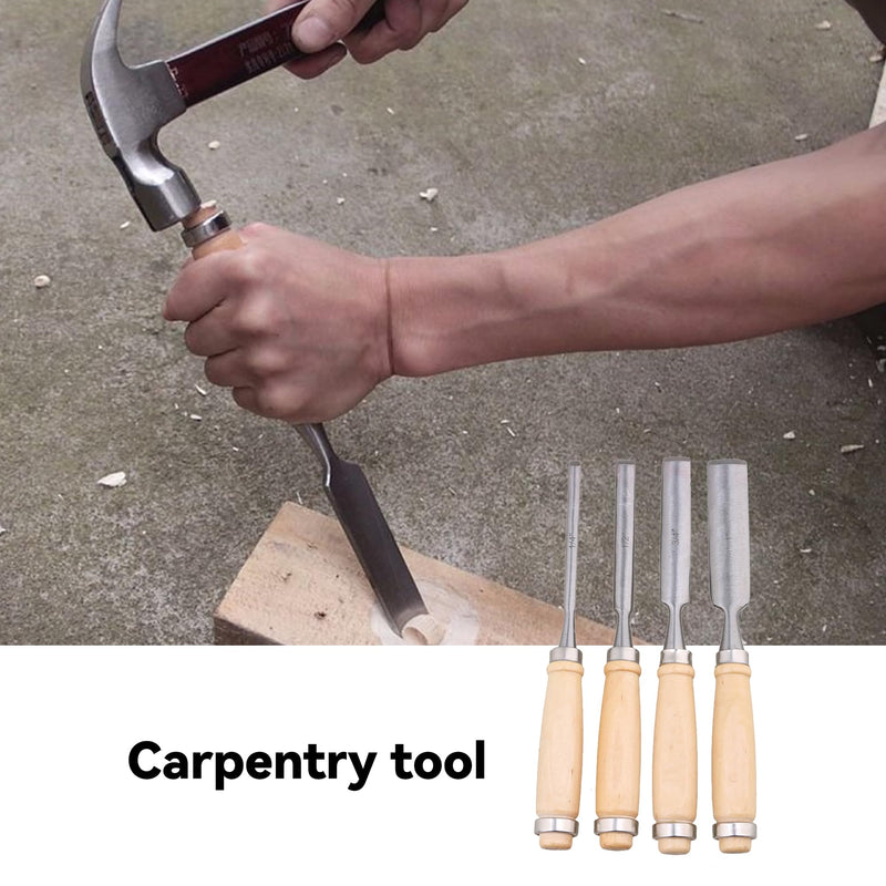 CNBTR 4PCS Wood Chisel Set 1/4" 1/2" 3/4" 1" Kit w/Hammer 8 oz Stone 120 240 Grit for Woodcarving