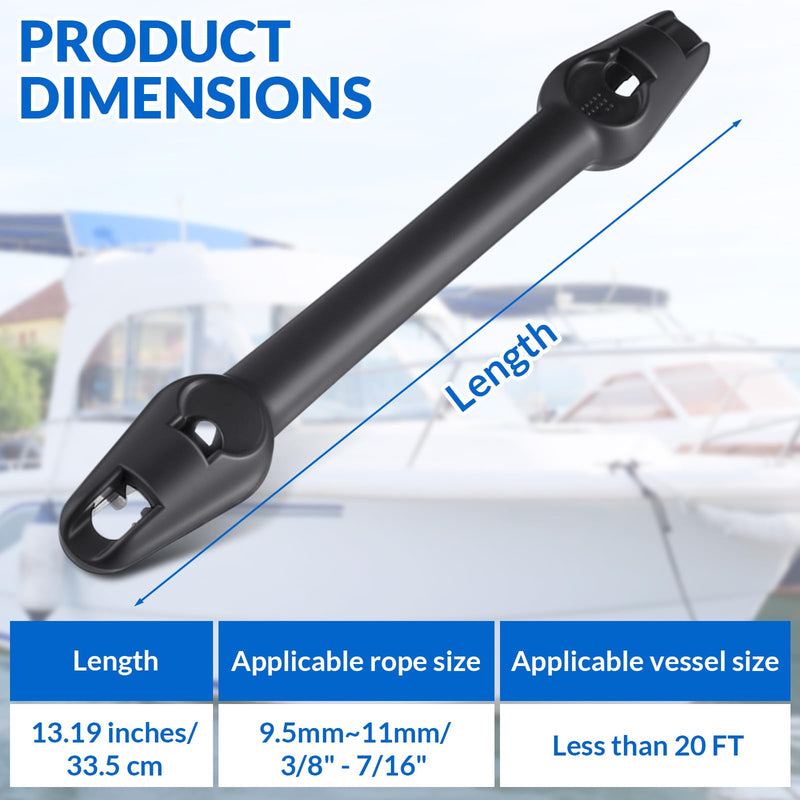 Hungdao 2 Pack Boat Mooring Snubber Dock Edge Dock Line for 3/8" - 7/16" (9.5-11mm) Black Small