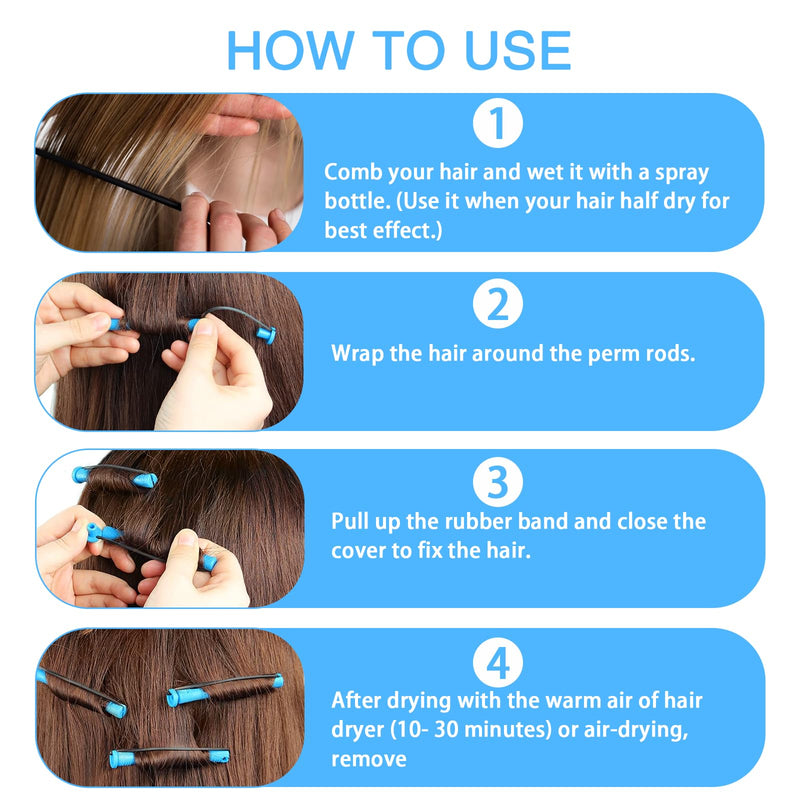 Perm Rods, Cold Wave Hair Perm Rods Hair Rollers Set with Rat Tail Comb | 108pcs Large Medium Small Hair Curlers Kit for Long & Short Hair Different Hairdressing Styling Tool or DIY