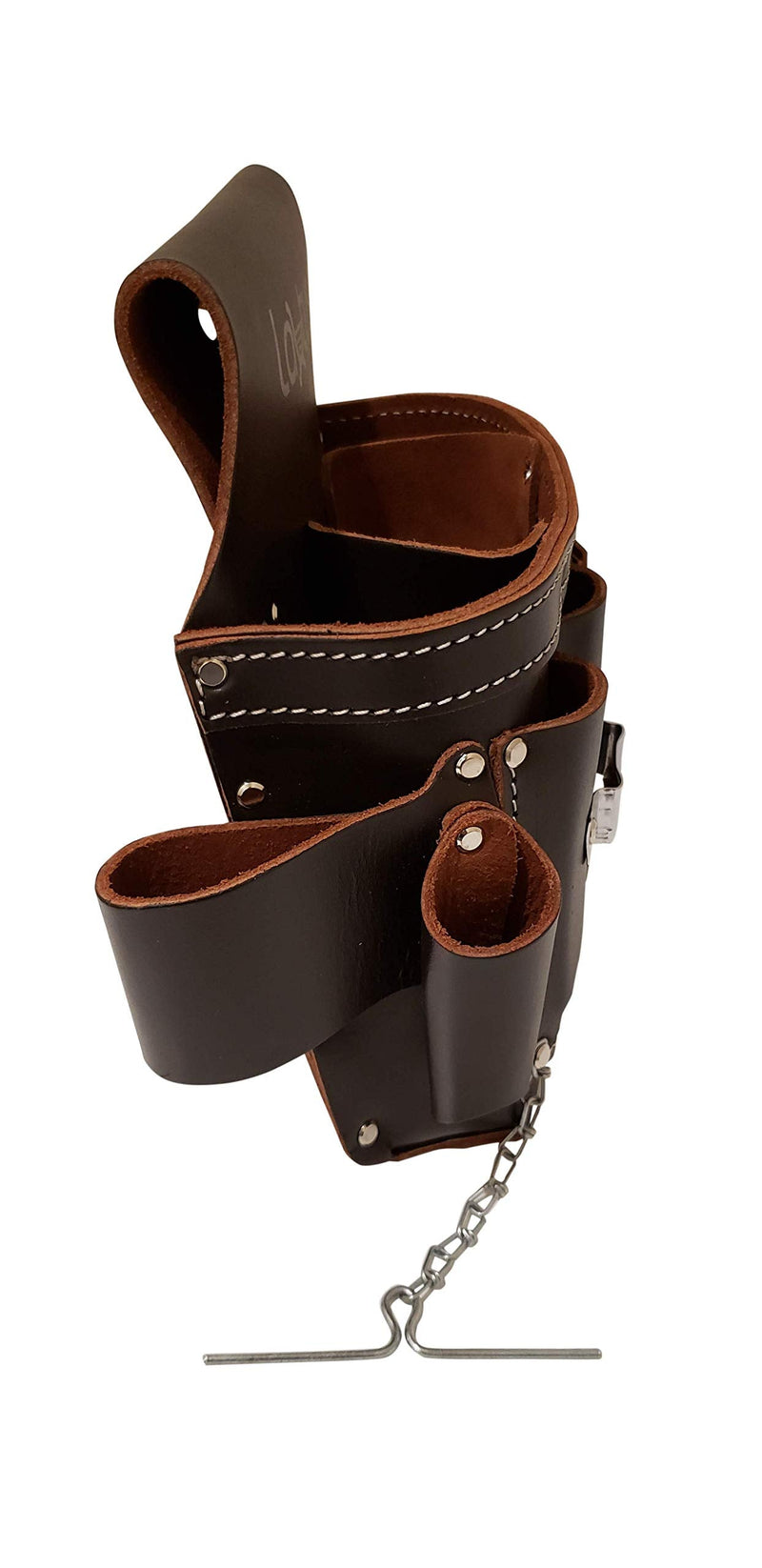 LAUTUS Top/Full Grain Leather Tool Pouch Bag | Electrician/Contractor, Electric Bag | 10 Pockets | 100% Leather Dark Brown