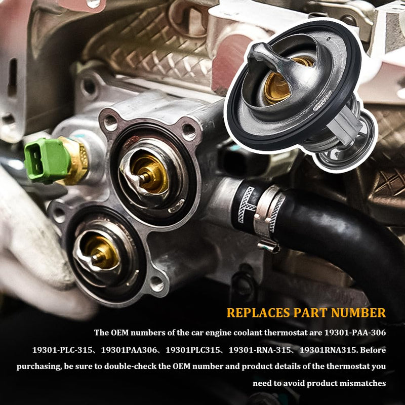 Car Thermostat, High Performance Automotive Replacement Engine Thermostat with Gasket, Auto Engine Coolant Thermostat Compatible with Honda Civic CRV CRZ, Replaces #19301-PAA-306, 19301-PLC-31