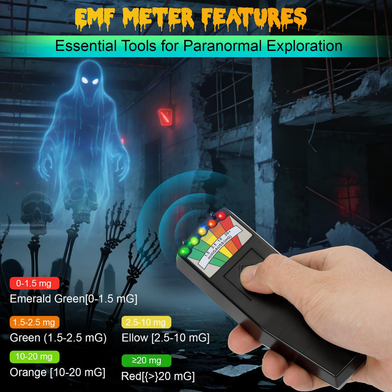 Ghost Hunting Equipment Kit Include EMF Meter,Spirit Box,EVP Recorder,UV Flashlight,3 LED Light up Cat Balls & Carrying Case,Advanced Ghost Kit Advanced Ghost Kit