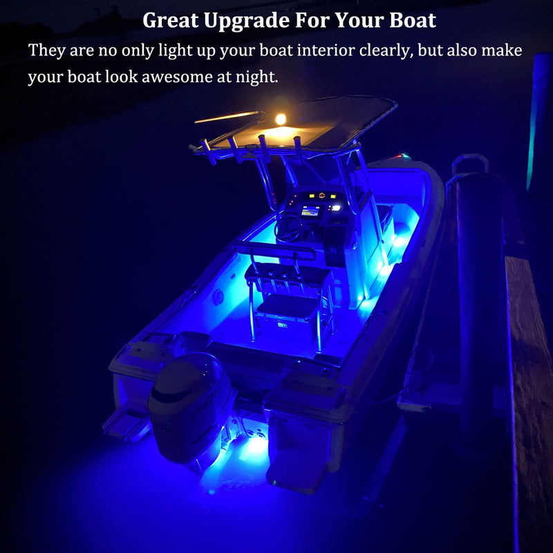 Boaton Marine Led Night Fishing, Boat Interior Courtesy Lights, No Drilling Install, Blue 10Pcs Blue