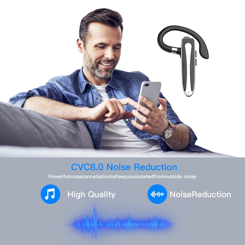 Obbug Bluetooth Headset for Cell Phone, Wireless Bluetooth 5.1 Earpiece Single-Ear Headset Hands-Free Earphones,in Mic with Charging Case, for Office Driving Calling Compatible Android/iPhone.