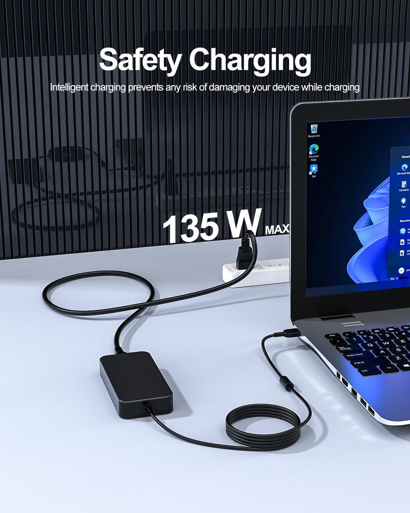 135W Replacement for Lenovo Thinkpad X1 Extreme, Thunderbolt Docking Station, P16 P16v P15v T15p P50 P70 P71 P1, Fit for Ideapad Gaming 3, Legion Y740 Y730 Y530 Y520 Laptop, Slim Tip