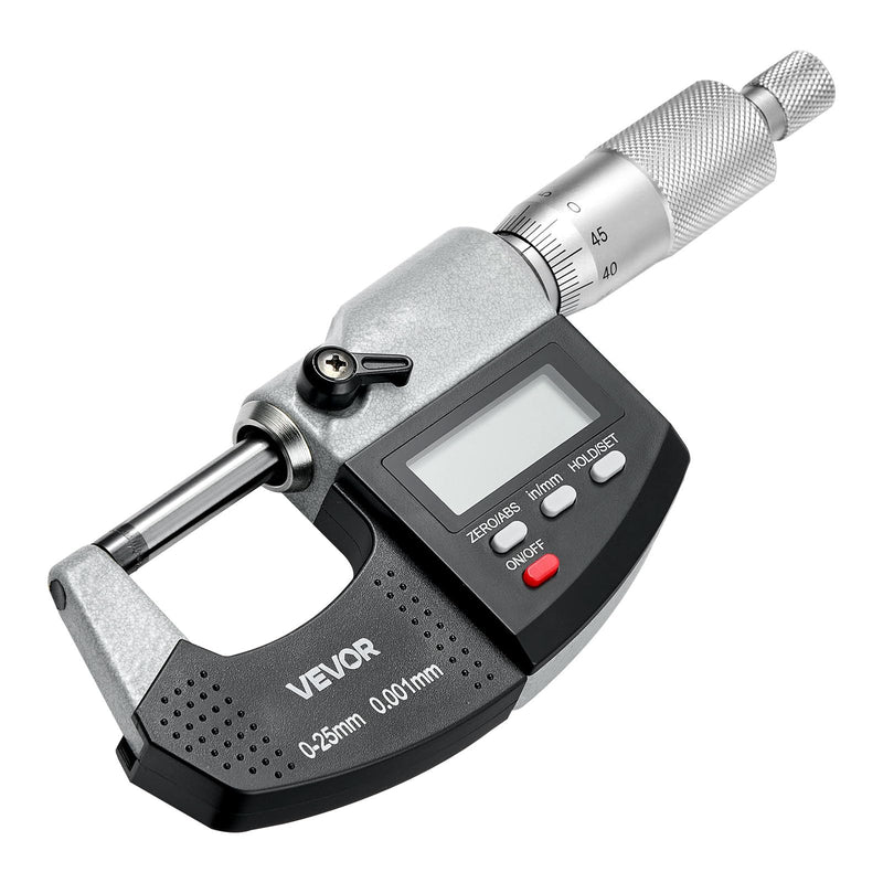 VEVOR Micrometer Set, Digital Outside Micrometer 0-1 inch Measuring Range, 0.00005" Resolution, Ultra-Precision 0.0001 Accuracy, LCD Screen, in/mm Switch, Carbide Tip, with Protective Case