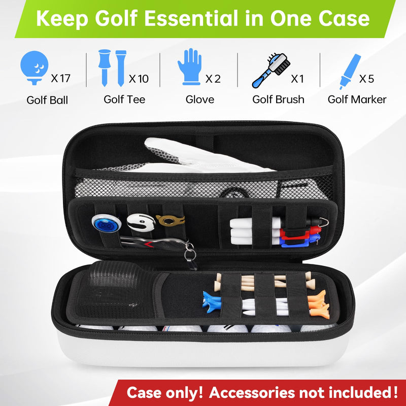 YOREPEK Golf Glove Case with Removable Glove Shaper, Golf Gifts for Men with 2 Dividers, Protective Hard Shell Golfing Organizer Fits Balls, Tees, Markers, Divot Tool, Accessories, Black White