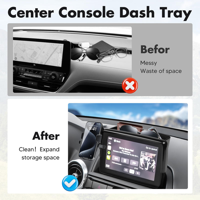 FIILINES Dashboard Storage Tray&Phone Holder for 2016-2023 Mazda MX-5 MX5 Miata/2016-2021 CX-3 CX3/2014-2016 Mazda3(Fit 7" Touch Screen) Dash Center Console Organizer Phone Mount Interior Accessories