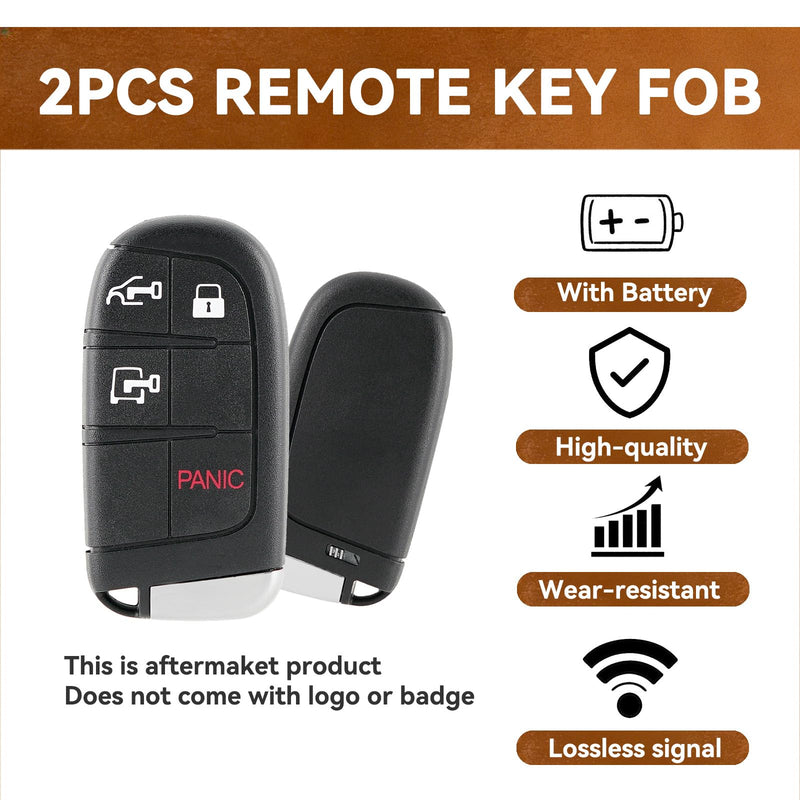 4-Btn Remote Key Fob Replacement for Ram ProMaster 1500 2500 3500 2022-2025 | 2 Pack Keyless Entry Remote for ProMaster Car Owner Replace or Spare Key 4 Buttons Design M3N-40821302 7FF24LXHAB