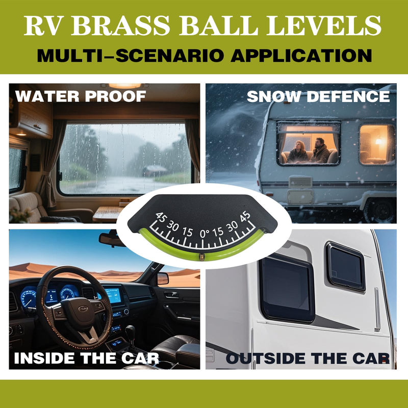 2-Pcs Rv Level Bubble Inclinometer Ball Levels Gauge Leveling Stablilization Clinometer For RV Accessories Exterior Camper Trailer Wide Angle Range (±45°) Levelers 2 PACK