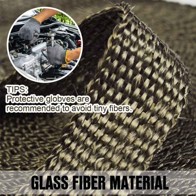 Titanium Exhaust Wrap 1" x 16' Roll for Motorcycle Fiberglass Heat Shield Tape with Stainless Ties 1" x 16' TITANIUM