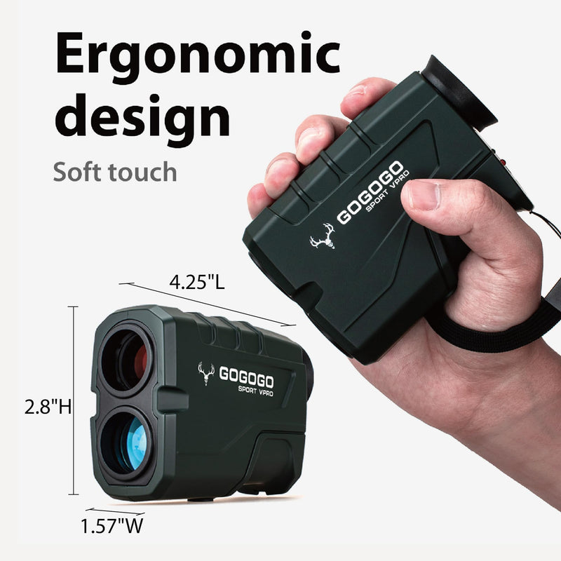 Gogogo Sport Vpro Green Hunting Rangefinder -1200 Yards Laser Range Finder for Hunting and Golf with Speed, Slope, Scan and Normal Measurements, Rechargeable 1200 Yard