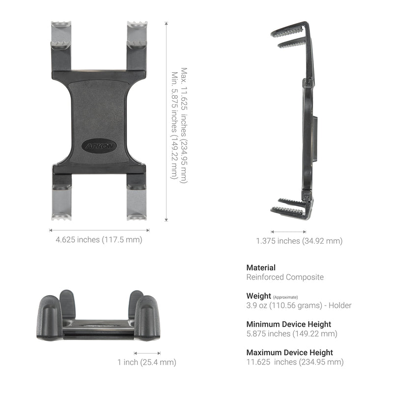 Arkon Mounts - Tablet Stand Holder | Tablet Holder for Car or Truck | 18-inch Gooseneck | Adjustable Viewing Angle | Easy Installation Process | Fits iPad and Galaxy | Suitable for 7" to 18.4