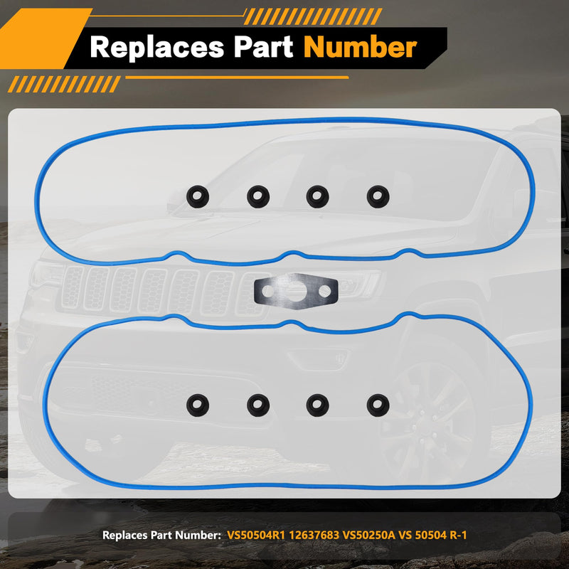 Valve Cover Gasket Set Compatible with Chevy Silverado, Suburban, Tahoe, Trailblazer, fit for GMC Sierra, Yukon, Envoy, fit for Escalade 4.8L 5.3L 6.0L 6.2L Replace 12637683 VS50504R1