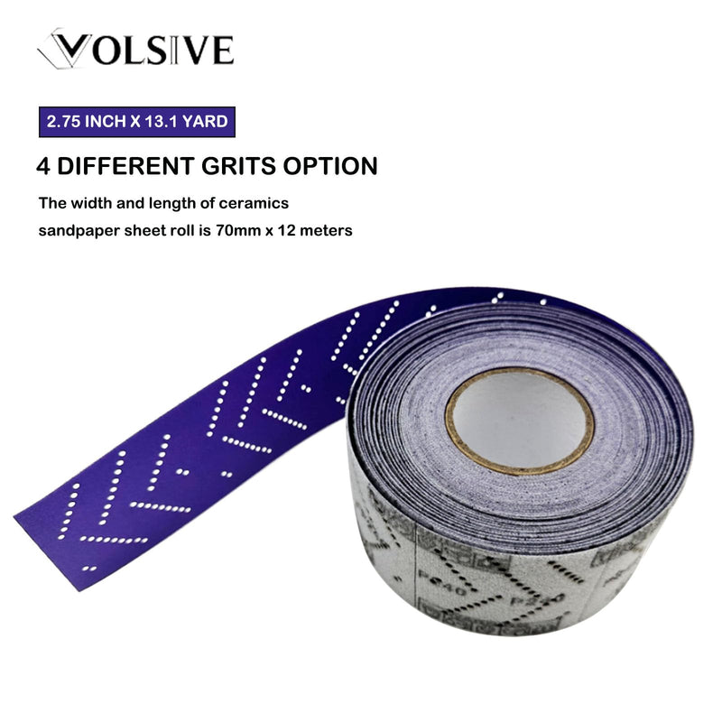 Abrasive Sheet Roll Multi-Hole Sanding Roll Automotive Sandpaper Roll Clean Sand Sheet Roll for Woodworking, Auto Body Repair, 70 mm x 12 m - 400 Grit Purple Ceramic 400 Grit-2.75Inch x 13Y