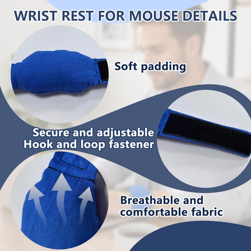 2 Pack Adjustable Wearable Mouse Wrist Rest with Soft Beads,Wrist Pad for Keyboard,Carpal Tunnel Pain Relief,Computer Gaming Office Typing,Computer Accessories for Desk