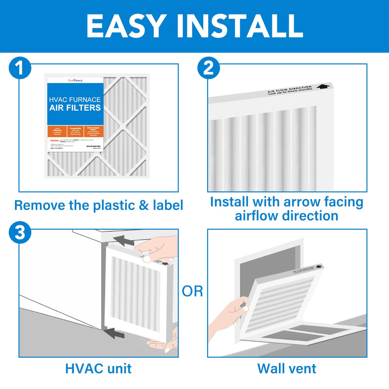 LotFancy 14x14x1 Air Filter MERV 8 6-Pack, Electrostatic Pleated Furnace & AC Filter, Captures Dust, Pet Hair, Pollen, Actual Size: 13.75"x13.75"x0.75"