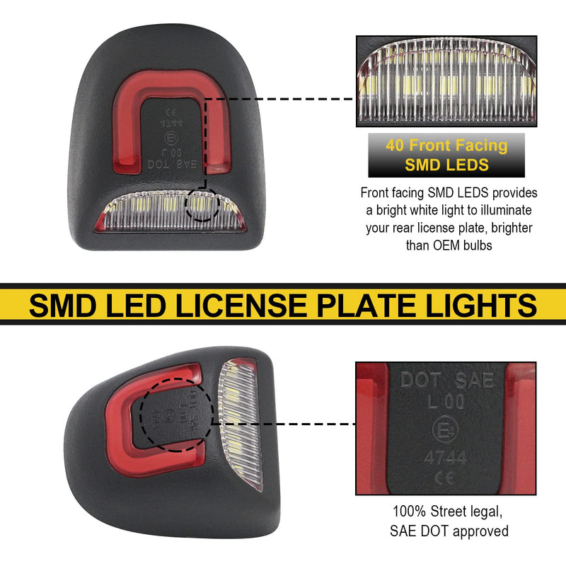 R&F Auto Red U-shaped LED License Plate Lights Compatible with Silverado & Sierra 1500 2500 3500 HD/Avalanche/Tahoe/Suburban/Traverse/Yukon/Yukon XL/Escalade & ESV/EXT Pickup Tag Lamp C, Red Tube