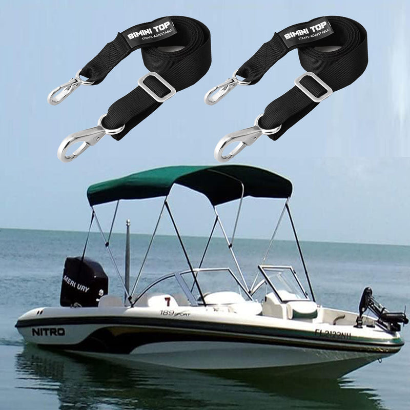Boat Adjustable Bimini Top Straps,Boats Awning Webbing Strap with Stainless Stee Snap Loops Adjustable from 24" - 60",Bimini Top Hardware,Marine Nylon Top Straps,Boat Awning Hardware 2PCS
