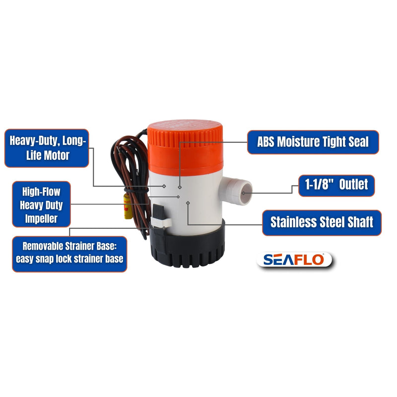 SEAFLO 01-Series 1100 GPH Bilge Pump with Float Switch