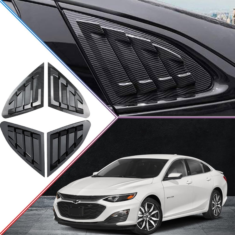 for Chevrolet Malibu 2016-2024 2PCS Print Rear Side Window Louvers Air Vent Scoop Shades Cover Blinds Trim - ABS Carbon Fiber Sport Upgrade Trims Interior Accessories (2PCS) sporty style