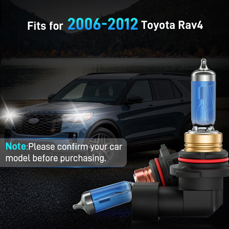 Fits for 2006-2012 Toyota Rav4 Halogen Headlight Bulbs Combo, Ultra Bright 5000K White High Low Beam Headlight Bulbs, Plug and Play, 4 Pack