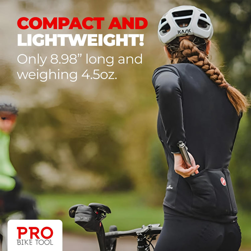 Pro Bike Tool Mini Bike Pump - Compact and Portable Bicycle Tire Pump for Fast Inflation - Compatible with Presta and Schrader Valves - Lightweight and Durable Design - Essential Bicycle Accessories Titanium Mini pump with gauge