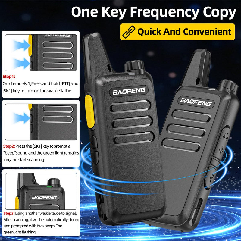 Walkie Talkies for Adults Long Range Rechargeable Walkie Talkies UHF Two Way Radios with Earpieces,1500mAh Battery Walky Talky Noise Reduction VOX USB-C Charger for Camping Hiking,2 Pack