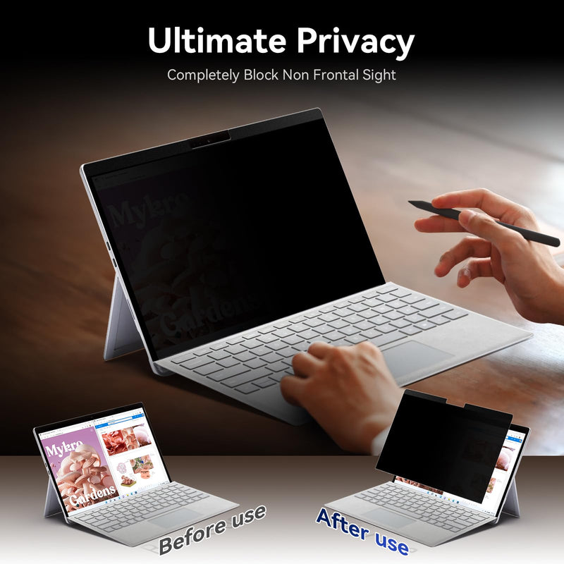 Magnetic Privacy Filter Compatible with Microsoft Surface Pro 9 (2022) / Pro 8 (2021) / Pro X (2021, 2019), 13 Inch Removable Anti Spy Glare Blue Light Privacy Screen Black surface privacy screen 13 inch Surface Pro 10/9/8/X