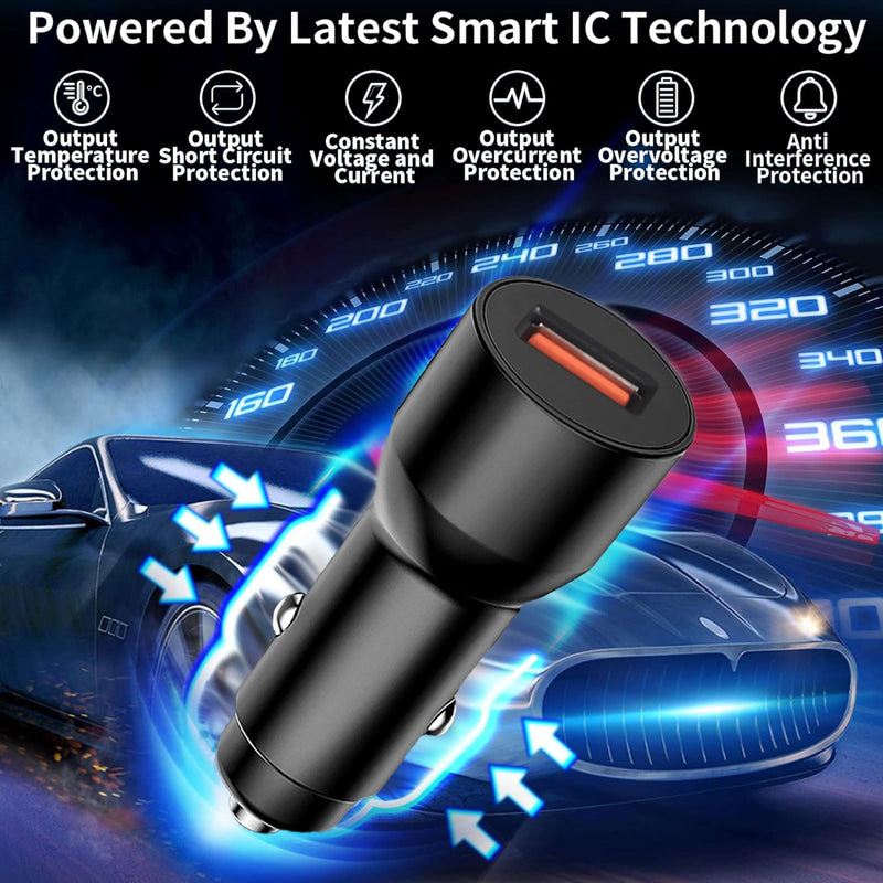 4 Pack Black Single USB-A Car Charger, Mini Car Cigarette Lighter Charger, No Charging Cables Included