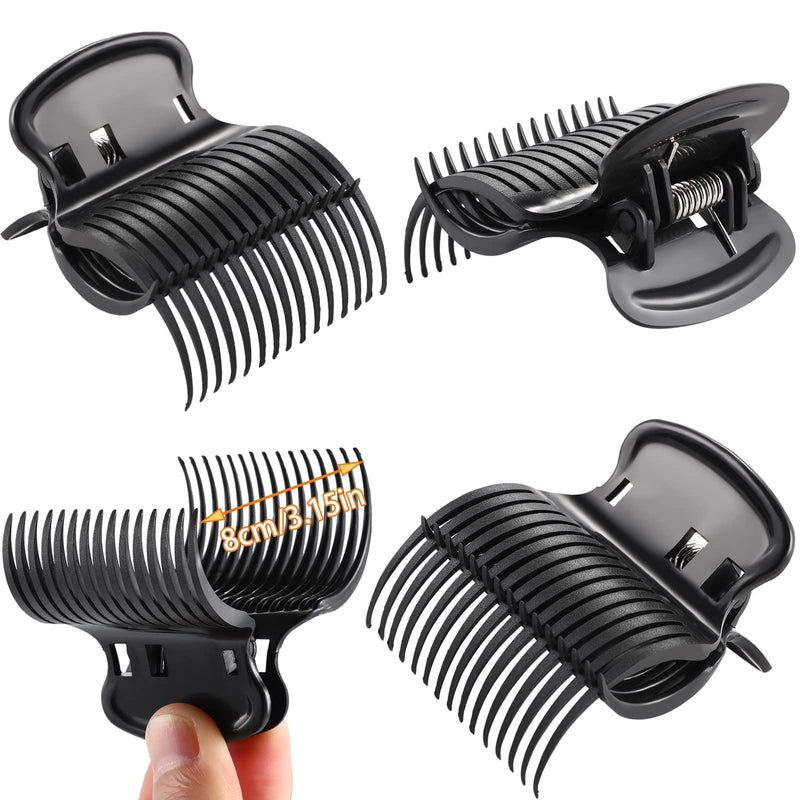 Hot Roller Clips Hair Curler Claw Replacement for Women Girls Hair Section Styling (12 Pieces, Black) | Fits Small Medium Large Jumbo Hair Rollers, Secure Hold for Sectioning, Durable Plastic, Prevents Slipping During Styling