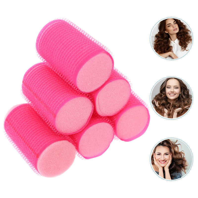 Minkissy 8pcs Self Adhesive Sponge Hair Rollers Medium Heatless Self Grip Foam Curlers Hair Styling Tools for Volume Bounce, Comfortable Sleep-in Curling Tools for Women Girls Pink