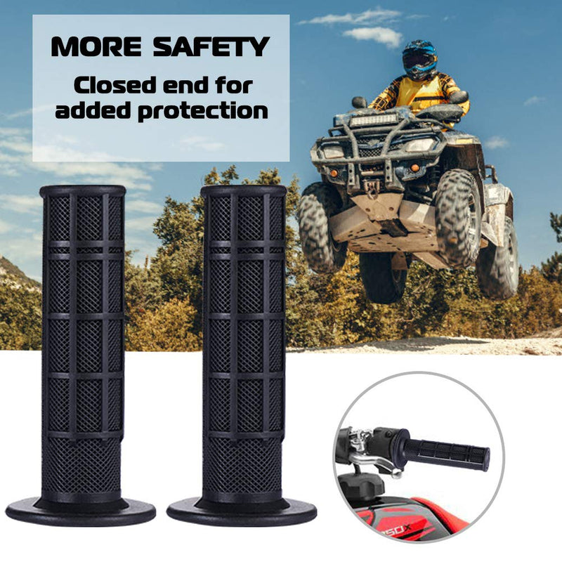 7/8'' ATV Grips Universal Handlebar Grips Soft Rubber Motorcycle Grip for ATV Polaris Thumb Throttle Kid Youth 4 Wheeler Quad 400ex Black