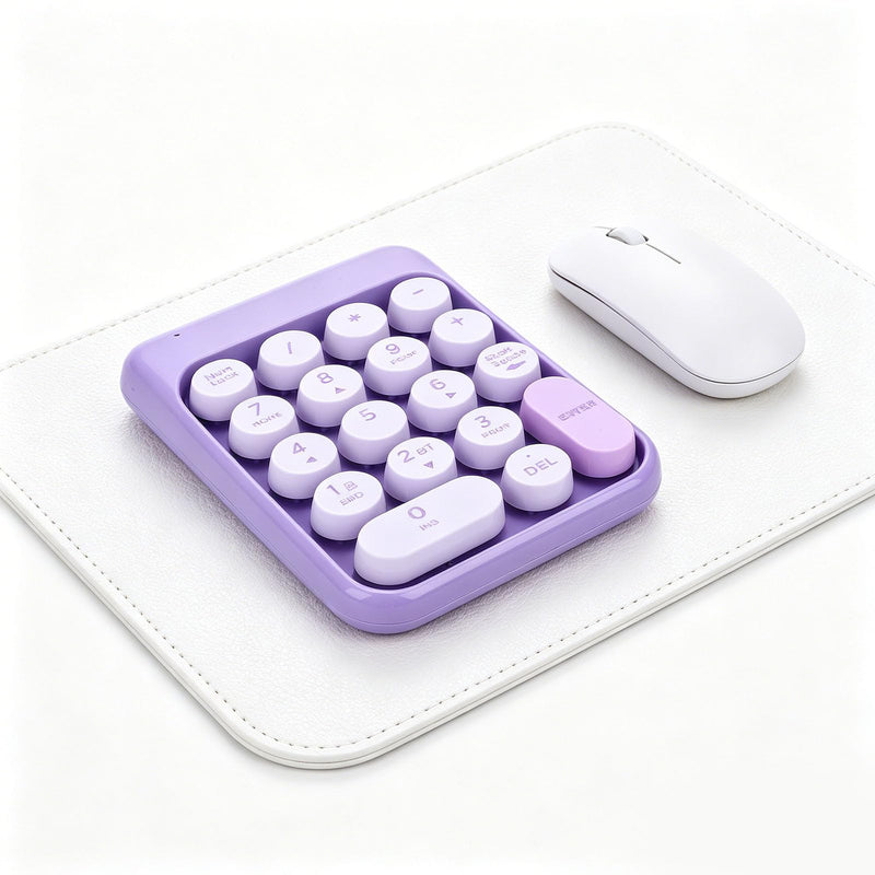Wireless Numeric Keypad 18 Keys Bluetooth Number Pad with Concave Keycaps Quiet Keystrokes for Accounting Data Entry Spreadsheet (Purple)