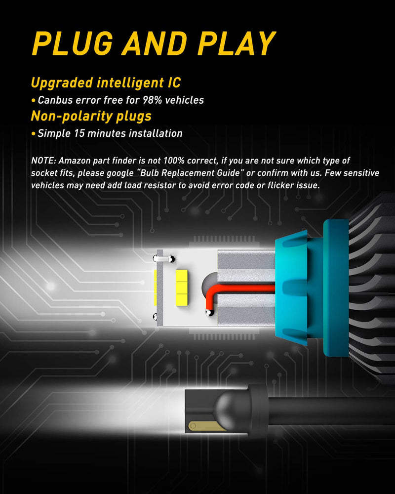 AUXITO Error Free 912 921 LED Bulb Reverse Lights Backup Lights 4000 Lumens/Pair Extremely Bright CSP 9-SMD 906 W16W T15 LED Bulbs Plug and Play for Backup Reverse Lights, 6500K White (Pack of 2)