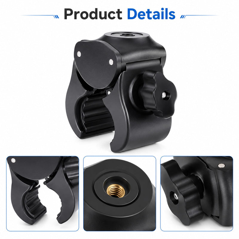 Camera Clamp Mount with 1/4 Threded Connector, Monitor Camera Clamp Mount Clip Holder Light Flash Holder Webcam Stand for Cameras Tripod Pole Pography Phone Video Live Stream
