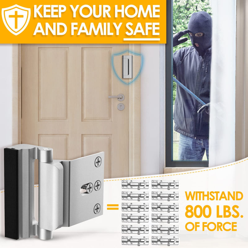 Home Security Door Reinforcement Lock Child proof High Security Door Lock Front Door Locks for Kids Safety Withstand 800lbs Door Latch Lock Christmas Gifts Stocking Stuffers for Men Women Adults Elder Silver 2