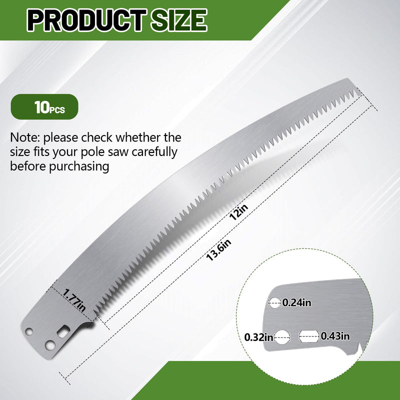 Yaocom 10 Pcs 12 Inch Pole Saw Blade Tree Pruner Replacement Blade Compatible with Corona TP 3841 TP 3811 TP 3714 TP 3712 TP 3702 TP 2712 TP 2612 TP 2512 Pruning Saws Trimmers, 3 Cutting Surface