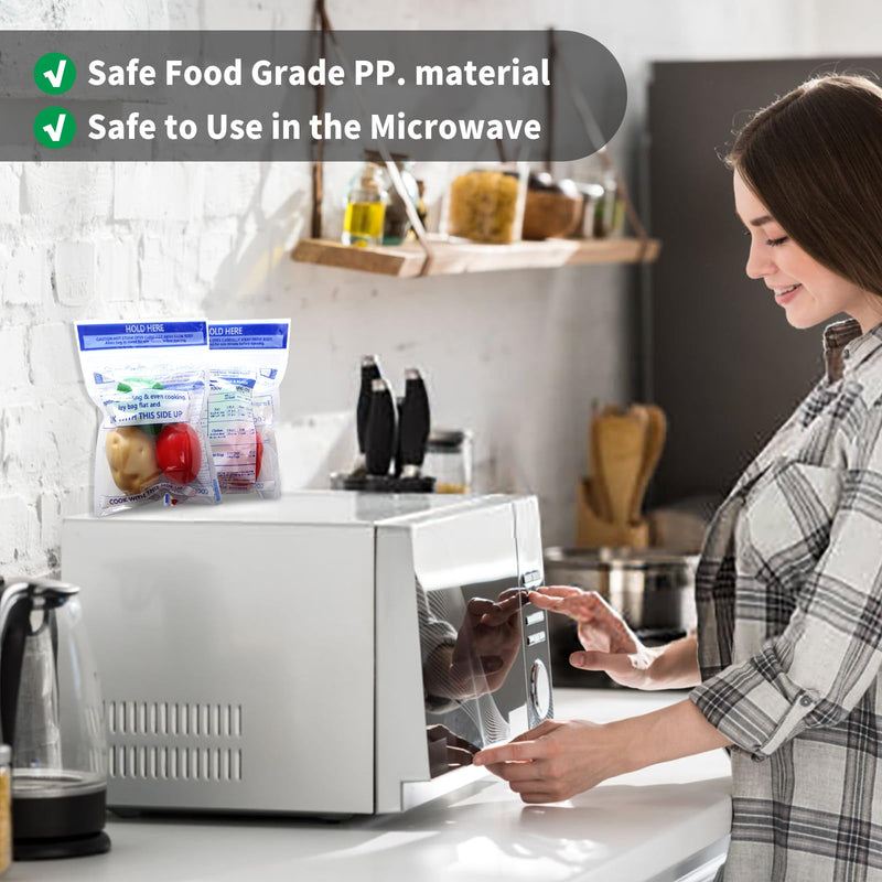 50 Pcs Zipper Steam Bags Reusable Microwave Steamer Cooking Bags Frozen Food Microwave Steam Bag for Vegetables Potatoes Meat (50) 50