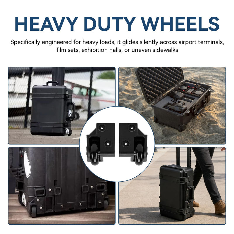 Replacement Wheels for Pelican 1510 1560 Case, Left Right Wheel Housing Kit | Heavy Duty Wheel Kit with 2 Rubber Luggage Wheels, Restores Case Smooth Rolling, Travel Case Parts & Accessories