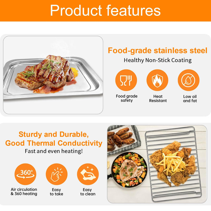 Replacement Parts for Hamilton Beach 2 in 1 2 Slice 31156 Countertop Toaster Oven, 12.6×9 IN Stainless Steel Food Grade Toaster Oven Accessories Replacement Tray, Dishwasher Safe 12.6×9 IN Set for Hamilton Beach 2 Slice