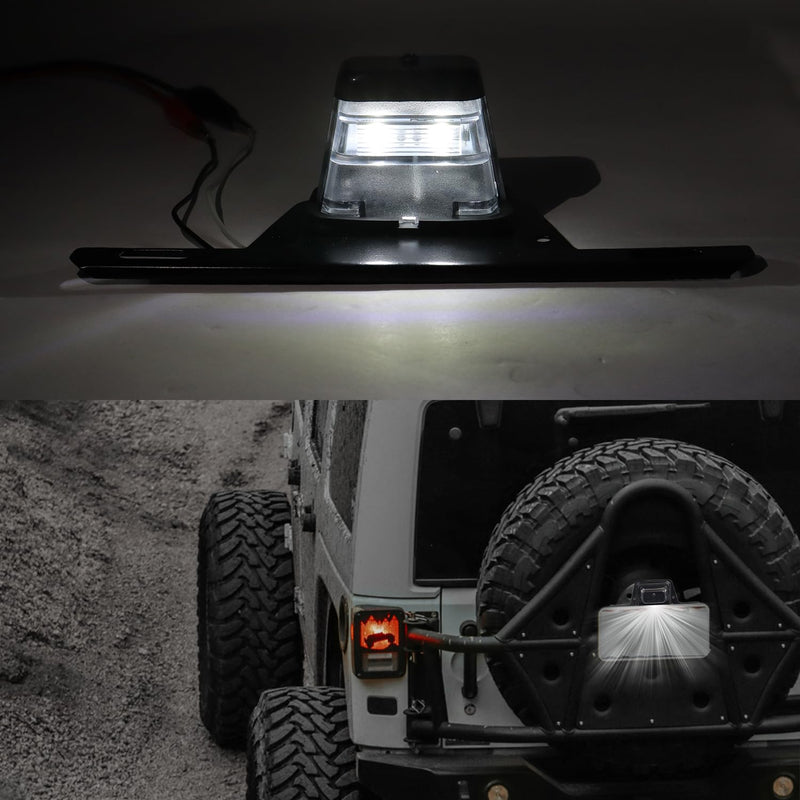 LED License Plate Light with License Plate Holder Bracket Mount Steel Metal Trailer License Plate Bracket ABS Housing PC Lens for Boat Trailer Truck 12V DC Tag Light with Bracket (Black) Black