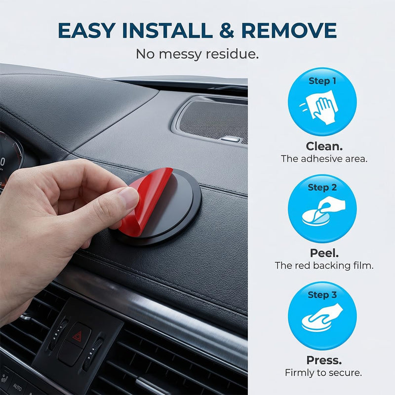 Car Dashboard Pad Mounting Disk for Suction Cup Phone Mount, 2.77" Heat-Resistant Round Auto Cell Phone Holder Sticky Pads, Strong Adhesive GPS Mount Disk Replacement(2PCS) 2PCS