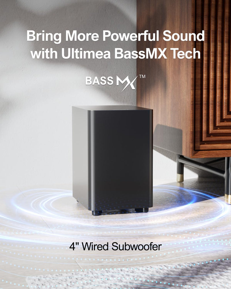 ULTIMEA 5.1ch Sound Bar with Subwoofer, Home Theater Virtual Surround Sound System for TV, Soundbar with App Control, 2 Surround Speakers, Opt/AUX, Peak Power 250W, Aura A30 U2501