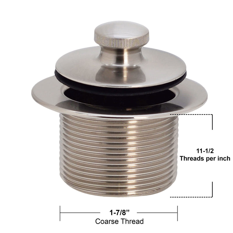 Westbrass D3324-05 1-1/2" NPSM Pull & Drain Bathtub Plug, Coarse Thread, Polished Nickel