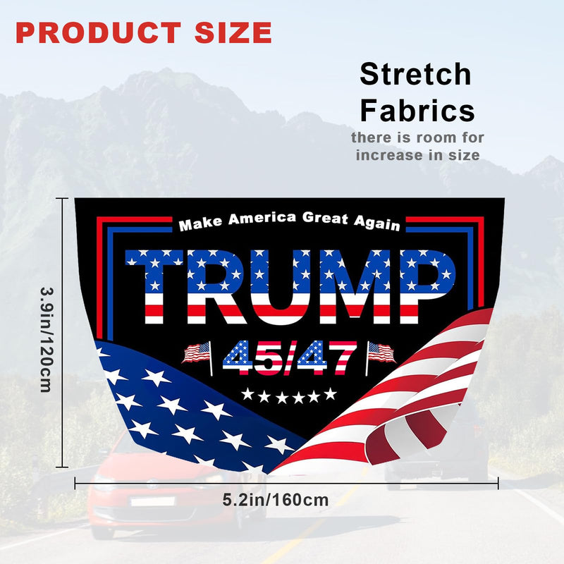 Trump 2025 Flag Car Hood Cover, 3.9x5.2 Ft, Smiling MAGA Elastic Windproof Banner, Cars, SUVs, MPVs, Weatherproof Washable Fabric