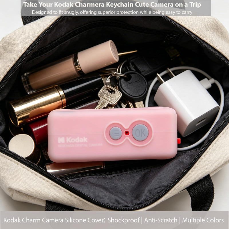 Case for Kodak Charmera Keychain Digital Camera, Soft Silicone Protective Case with Screen Protector and Wrist Strap Accessories for Kodak Blind Box Mini Camera, Anti-Scratch - Transparent
