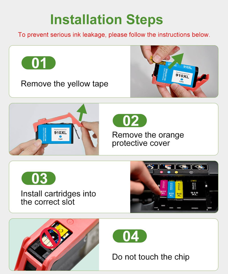 910XL Ink Cartridges Combo Pack Replacement for HP 910 HP 910XL Ink | Compatible with HP OfficeJet Pro 8025e 8025 8028e 8028 8035e 8035 OfficeJet 8015e 8022e 8015 8022 Printers